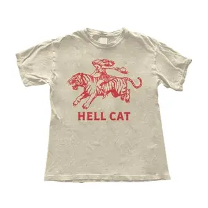 Comfort Colors Vintage Cowgirl Hell Cat Shirt, Retro Western Tiger Tee, Funny Aesthetic Graphic T-Shirt, Trendy Gift for Her or Him