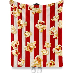 Movie Popcorn Theme Blanket Gifts for Women Men Girls Boys Adult Kids Birthday Christmas for Family Cinema Theater Room Sofa Couch Decor Soft Plush Cozy Fuzzy Lightweight Throw Blankets