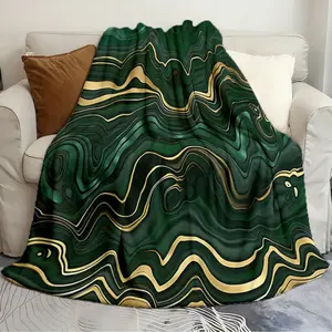 Printed flannel throw blankets Emerald Green and Gold Malachite Exquisite blanket Plush blanket soft cartoon print bedspread sofa blanket