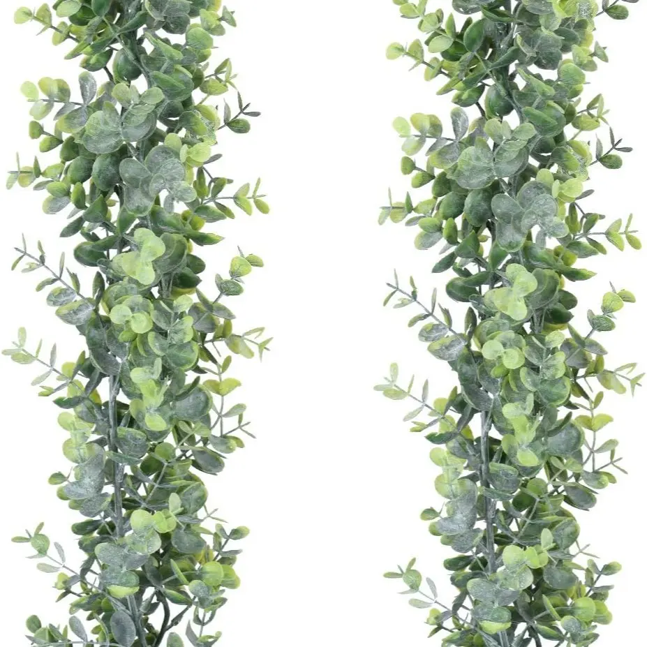 Faux Eucalyptus Garland Plant, 2 Pack Artificial Vines Hanging Eucalyptus Leaves Greenery Garland for Wedding Backdrop Arch Wall Decor, 6 Feet/pcs UV Protected Indoor Outdoor