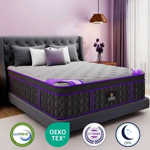 【Amethyst Series】Fansace 14 inch King size purple mattress fiberglass,bed sore spring mattress,California King size hybrid  in a box,Weightless Cooling mattress with Extra Edge Support,Hybrid Gel Memory Foam  Set Lumbar Medium-Firm colcho para cama