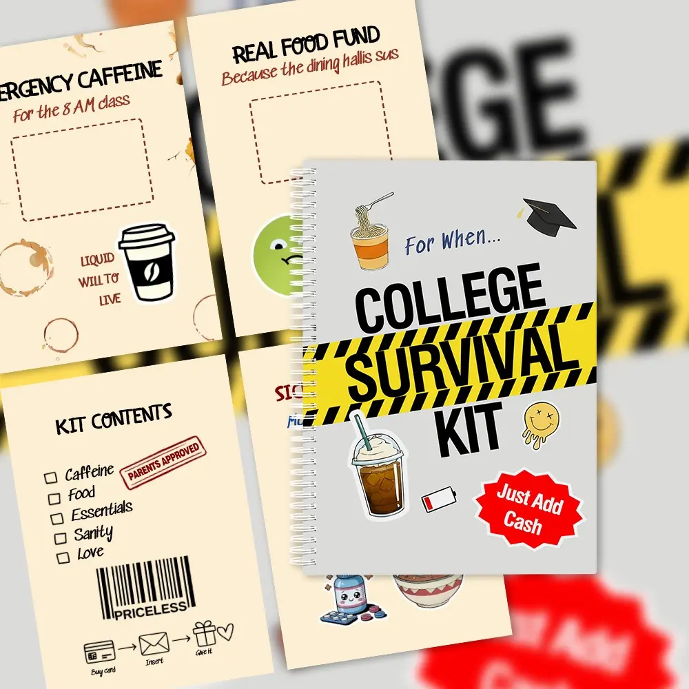 1pc Funny College Life Composition Notebook - College Essentials 36-Page Humorous Student Organizer with Emergency Caffeine Logs, Food Fund Trackers & Midnight Munchies Pages, Stress Relief Journal Spiral Notebook Journal Funny Notebooks
