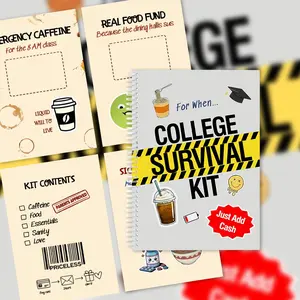 1pc Funny College Life Composition Notebook - 36-Page Humorous Student Organizer with Emergency Caffeine Logs, Food Fund Trackers & Midnight Munchies Pages, Stress Relief Journal Spiral Notebook Journal