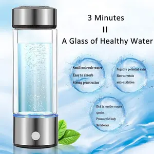 Hydrogen Rich Health Cup Alkaline Ionizer Generator USB Rechargeable Electrolysis Generator Ionization Bottle Weak Alkaline Cup Anti-Oxidation and Anti-Aging Glass Health Cup