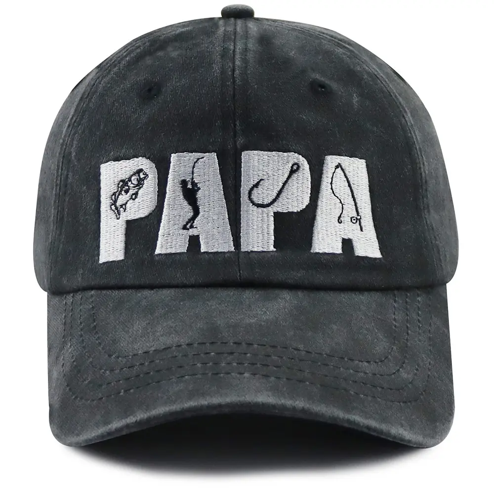 Men's Papa Fishing Dad Hat, Funny Embroidered Gift for Fisherman and Grandpa - Breathable Cotton Outdoor Adjustable Caps, Outdoor Fishing Hat, Father's Day, Quality Caps, Funny Hat