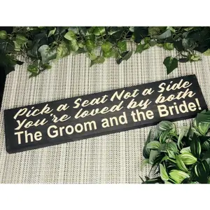 Pick a Seat, Not a Side - Elegant Wedding Seating Sign for Ceremonies