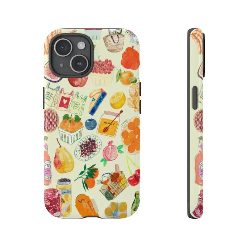 Farmers Market Collage Smartphone Case, Green Preppy Aesthetic Scrapbook Design, Cellphone Accessory Shell for Handheld Apple iPhone 11, 12, 13, 14, 15, 16, 17 Pro, Max, Air, Plus