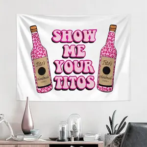Bottle & Letter Pattern Tapestry, Fashionable and Personalized Room Decoration, Wall Art for Home Living Room Bedroom Dormitory, Tapestry Wall Mural