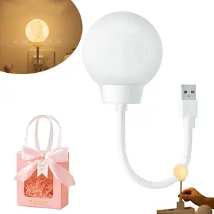 Voice Controlled Moon Night Light, Voice Activated Night Light, Moon LED Lamp Nightlight Desk USB-Powered Voice, 3 Light Modes, Voice Control for Home, Office, Decorations