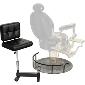 Baasha Innovative Rolling Stool Attachment for Barber Chair | Height-Adjustable Stylist Stool with Backrest | 180° Swivel Ergonomic Salon Tool for 520mm-680mm Bases | Reduce Back & Leg Strain | Accessory ONLY - Gold Chair NOT Included