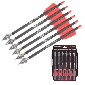 3/6 PCS Archery Crossbow Bolts 7.5" R9 Carbon Arrows for Pistol Crossbow 50-80Lb