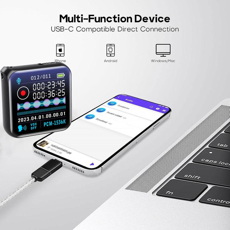 Smart recorder with speech-to-text, HD audio, one-touch recording, simple operation, large memory and long battery life