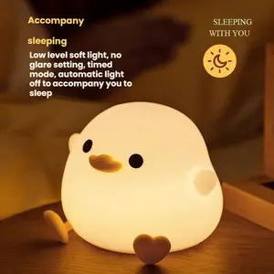 Sensory Duck Night Light - Decorative Night Light, Rechargeable Squishy Lamp for Anxiety Relief, Desk Decor with Touch Control, Adult Fidget Gift