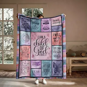 Christian Blanket Gift For Her, I Am A Child Of God The Lord Is My Strength Bible Verse Flannel Throw, Soft Cozy Warm Nap Blanket for Bedroom Living Room Dorm, Religious Inspirational Gift for Teen Girl Friend, Christmas Birthday Holiday Present