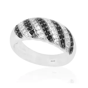 Sterling Silver Black Spinel & White Topaz Ring