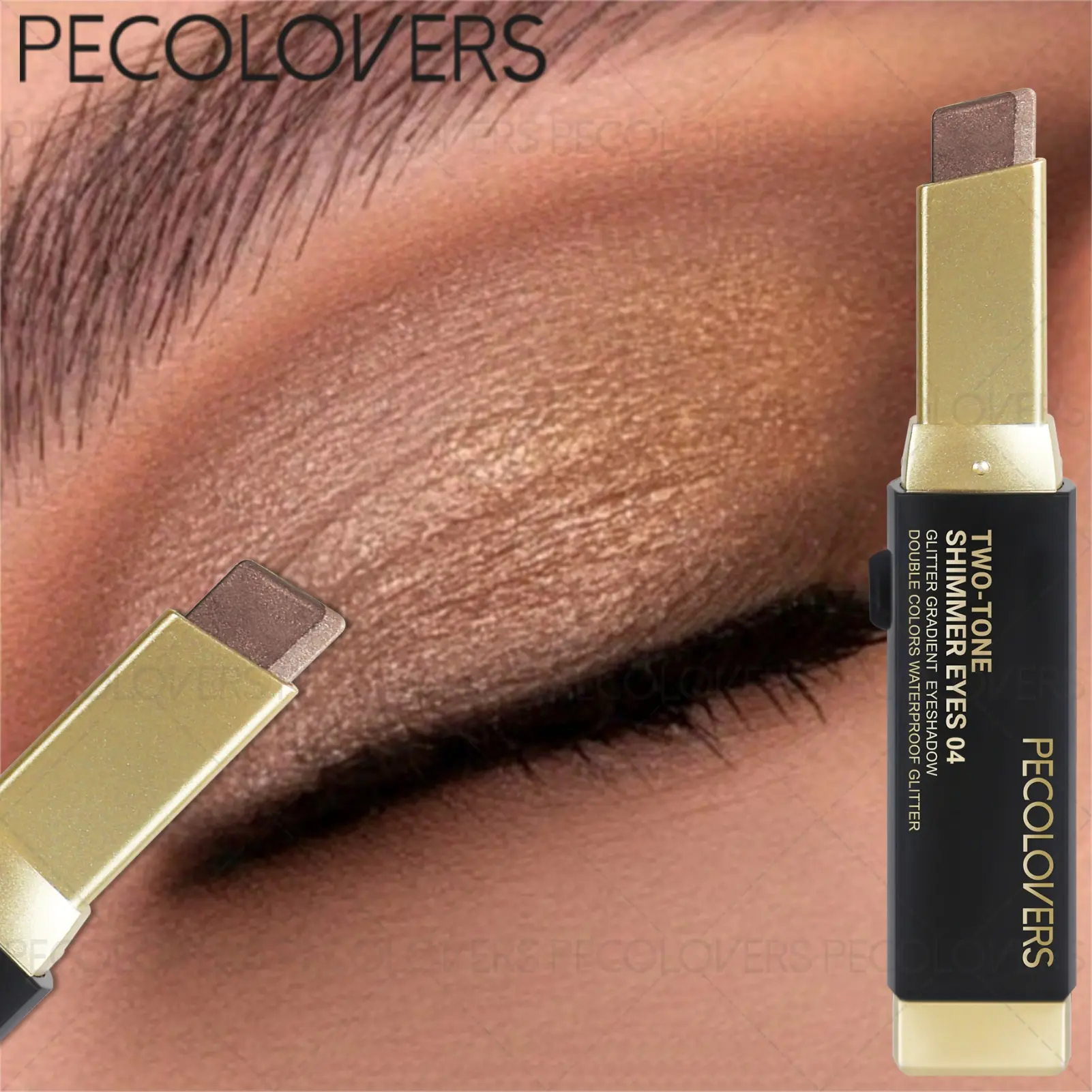 1 Pc Long-Wear Eyeshadow Stick, Smudge-Proof Eye Color, Glitter Shimmer Eyeshadow, High-Pigment Makeup For Students And Daily Outfits, Eye Makeup Products, Light Gold And Warm Brown And Mauve Pink, Eye Beauty Essential