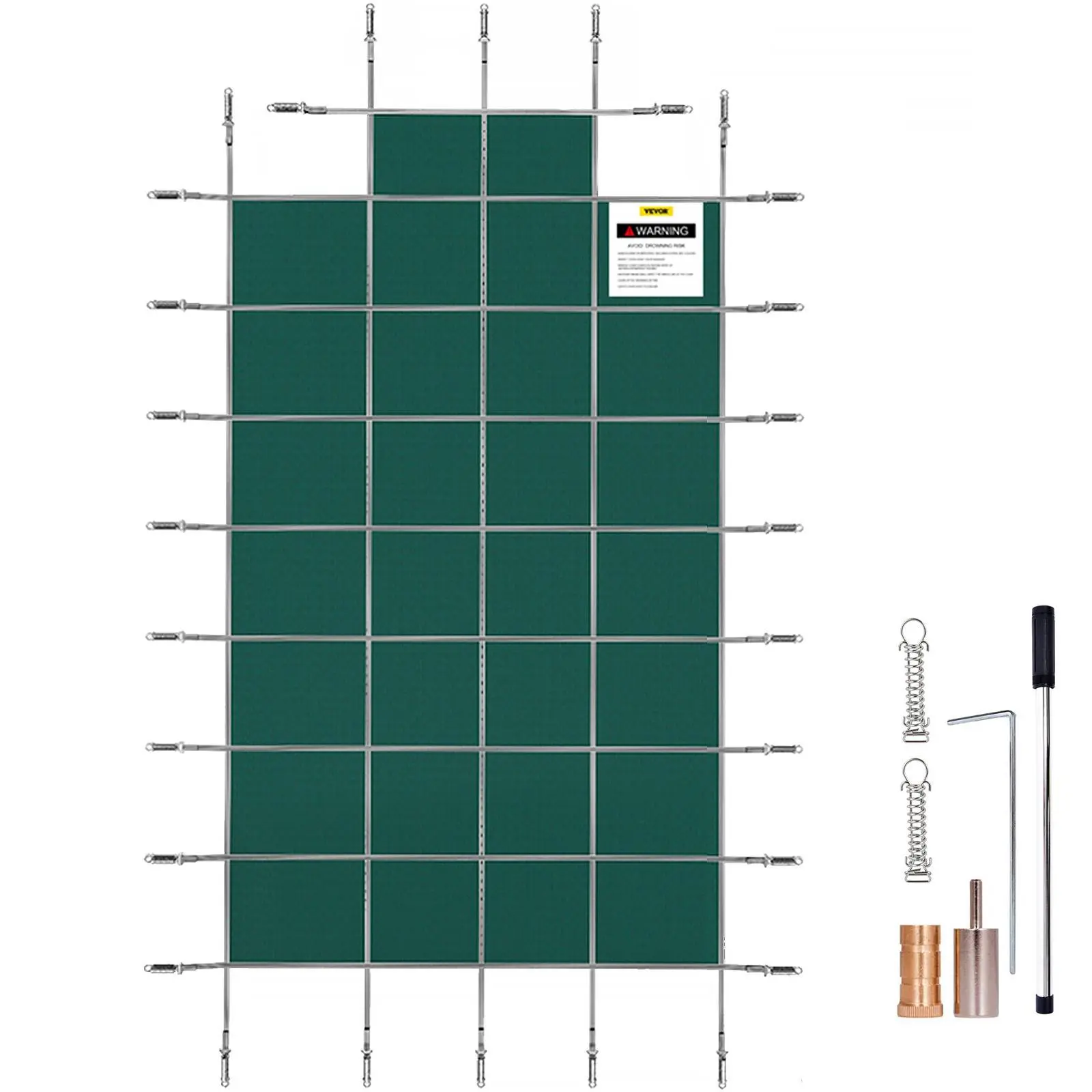 【SummerFinds】VEVOR Pool Safety Cover Fits 18x36ft Rectangle Inground Pools,  , Safety Pool Cover with 4x10ft Center End Step, Mesh Solid Pool Cover with Drainage Holes for Swimming Pool, Winter Safety Cover, Green