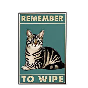 Funny Bathroom Metal Tin Sign – Vintage "Remember to Wipe" Wall Decor for Restroom, Toilet, or Powder Room – 8x12 Inch Retro Bathroom Humor Sign