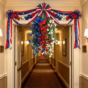 Patriotic Artificial Hanging Flowers, Blue, July 4th Decor, Party Decoration, Home Garden Wedding Festival Decoration, Artificial Flower Arrangements