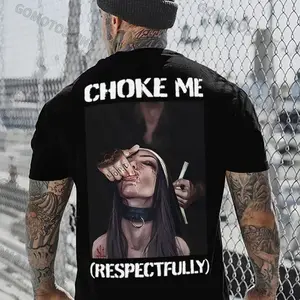 CH0KE ME RESPECTFULLY Suck Finger Nun Print Men's T-shirt
