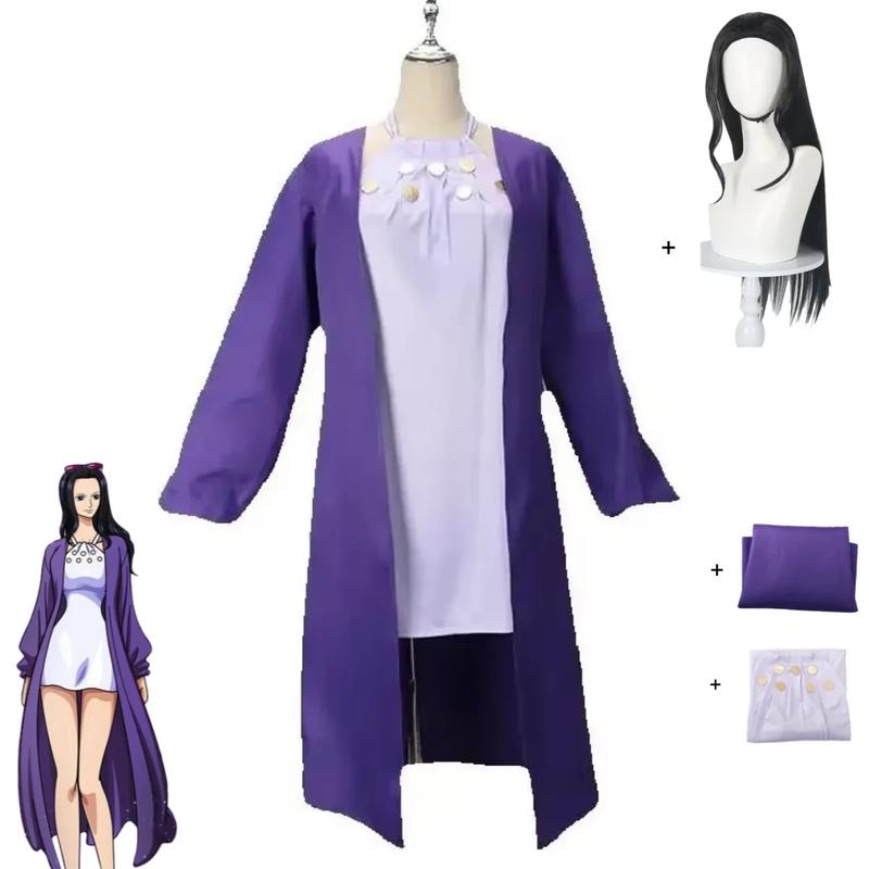 2026 Halloween Costume de Cosplay Anime Nico Robin, manteau violet Miss Allsunday, robe à bretelles châle, perruque pour Gifts