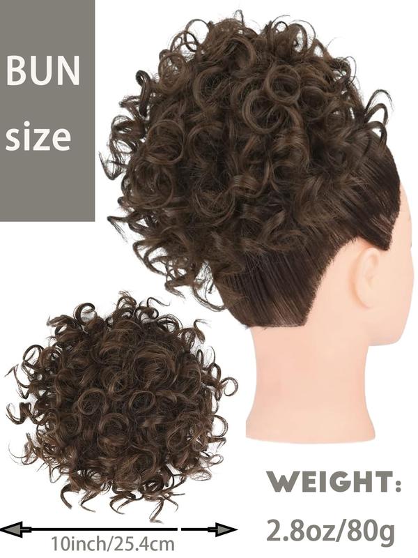 Natural Messy Bun Hair for Women, Synthetic Loose Wave Bun Hair is Ponytail Extension with Elastic Drawstring,  Gorgeous Bun Perfect for Beginners Daily Wear &Party Use. Synthetic Curly Hair (8 Inch)