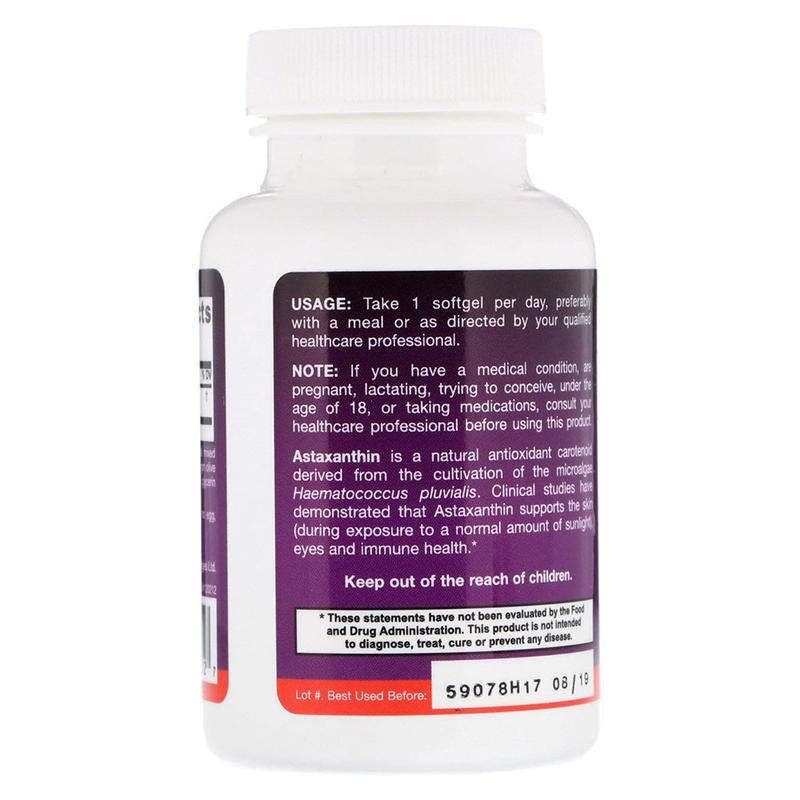 Jarrow Formulas Astaxanthin 12 mg, Dietary Supplement, Antioxidant Support for Immune and Eye Health, 60 Softgels, 60 Day Supply