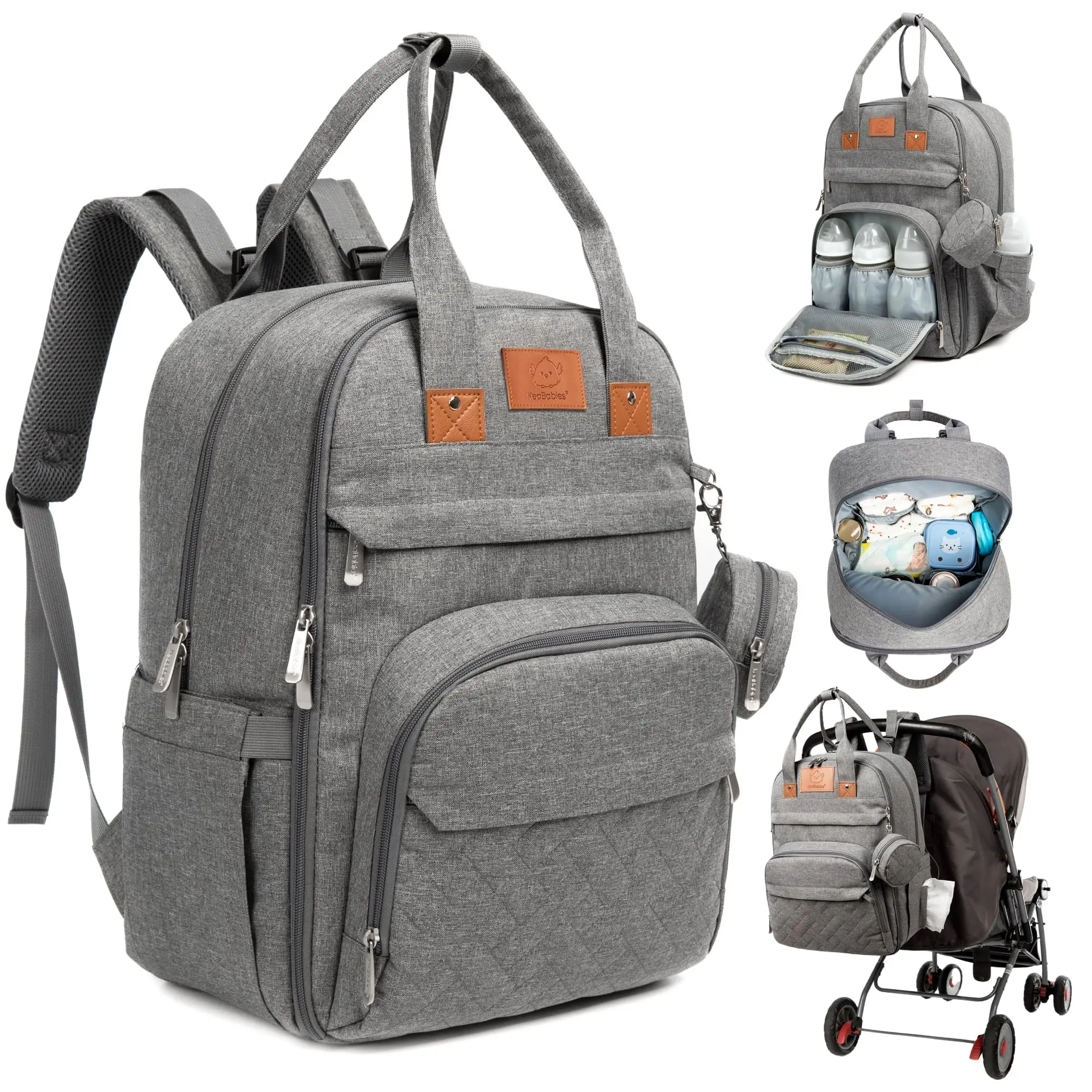 KeaBabies Diaper Bag Backpack - Large Baby Diaper Bag with Changing Pad, Baby Boy, Girl, Travel Backpack for Mom and Dad, Waterproof, Multi Function Durable