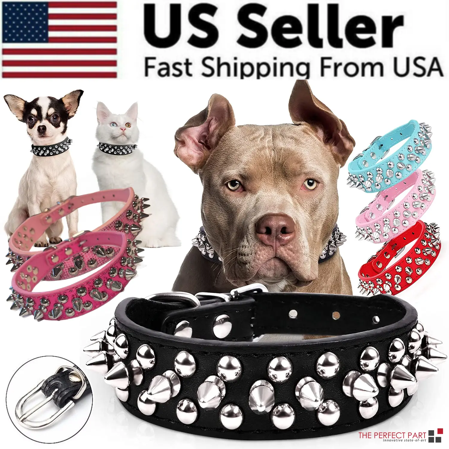 Adjustable Spiked Dog Collar