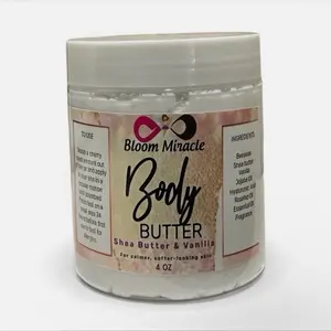 Bloom Miracle Shea Butter Vanilla Puff Body Butter - 4 oz Creamy Scented Gentle Soothing Body Care Product for All Skin Types