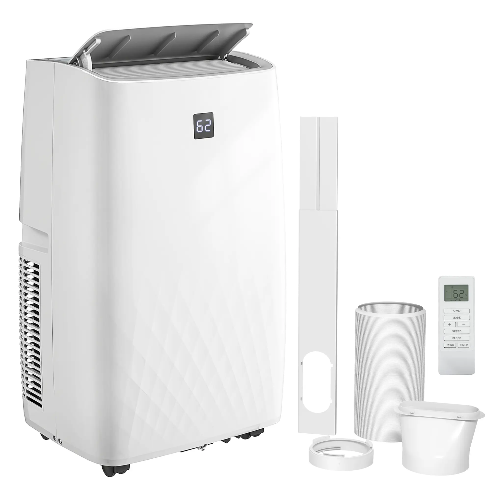 HOMCOM Portable Air Conditioner, 3-in-1 14000 BTU AC Unit with Cool, Dehumidifier, Fan, for Room up to 700 Sq. ft, 24H Timer On Off, 3 Speeds, Auto and Sleep Mode, Remote Control, Window Kit