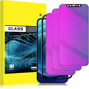 [3 Pack] for  12/ 12 Pro  Colorful  Screen Protector, Anti Blue Light Eye Protection Anti Spy Tempered Glass, Full Coverage, No Bubble, Case Friendly