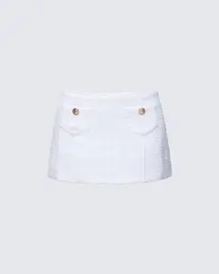Nomi White Tweed Mini Skirt