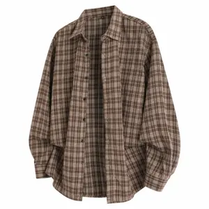 Men’s American plaid long-sleeve shirt for summer — trendy brand, premium feel, loose casual fit; lightweight, simple, versatile men’s shirt with a relaxed, comfortable style.