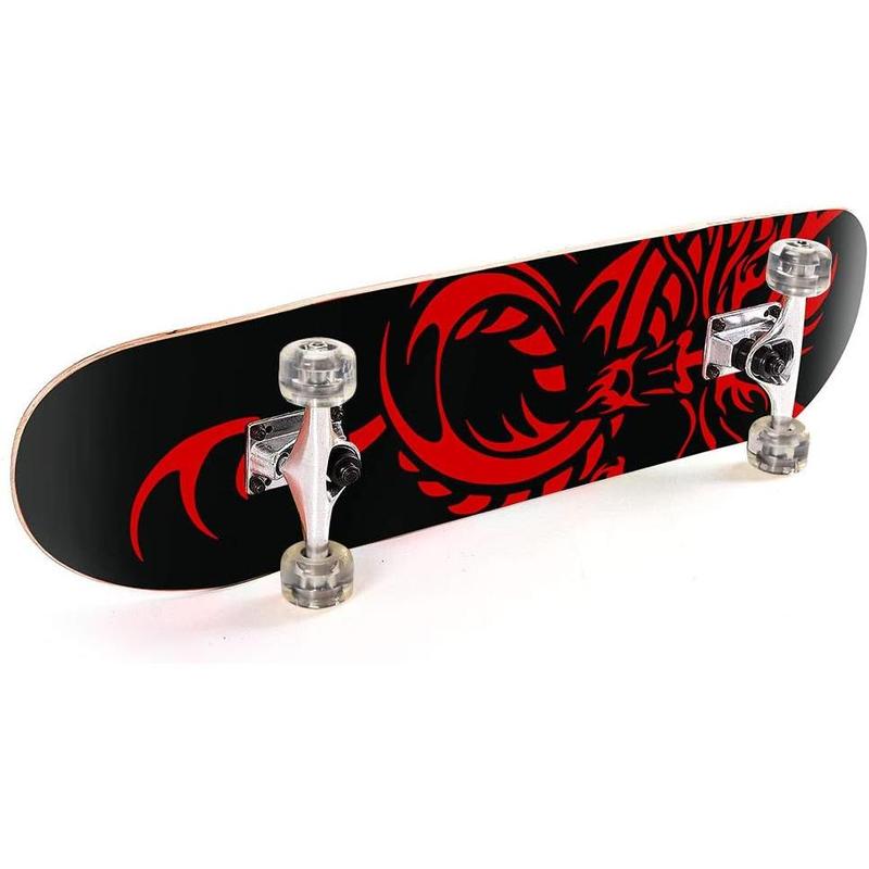 skateboard 31 inch Double Kick Skateboard Cruiser Longboard 8 Layer Maple Deck for Kids Beginners with PU  ABEC-7 Bearings & Carrying Bag Silent Wheels skateboard