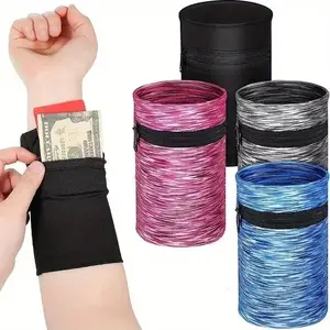 Colorful Outdoor Sports Elastic Wrist Zipper Bag for Running, Trail Running, Gym, Cycling, Convenient Mini Arm Pouch for Coins and Cards