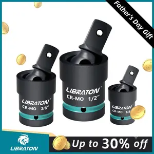 【Fathersdaygift】Libraton Swivel Socket Set, Impact Swivel Socket Set, Wobble Socket, Impact Grade Universal Joint, Cr-Mo Steel, 1/4-Inch, 3/8-Inch, 1/2-Inch Drive