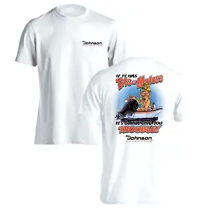 Big Johnson Outboards Shirt 2 Sided, Vintage Boating Graphic Tee, Soft Cotton Blend Shirt, Retro Humor Apparel for Men and Women, Gift for Boating Fans, Fishermen, Dad or Husband