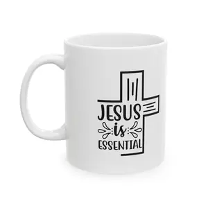 Jesus Is Life Mug Minimal Religious Line Art Ceramic Coffee Cup for Men Women | Inspirational Faith-Based Coffee Tea Mug | Bible Lover Gift Idea | Office or Home Desk Mug Birthday Christmas Gift | Viral TikTok Christian Mug