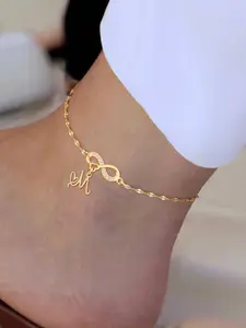 Initials Anklet for Women, Fashionable Heart Charm Anklet for Beach Party Vacation, Elegant All-match Fashion Accessories for Daily Wear