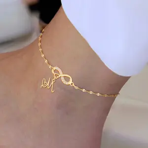 Initials Anklet for Women, Fashionable Heart Charm Anklet for Beach Party Vacation, Elegant All-match Fashion Accessories for Daily Wear