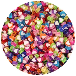 50pcs Mixed Color Acrylic Heart Spacer Beads, Rainbow Heart Shape, DIY Crafts, Bracelet Necklace Jewelry Making Supplies, Bead Assortment