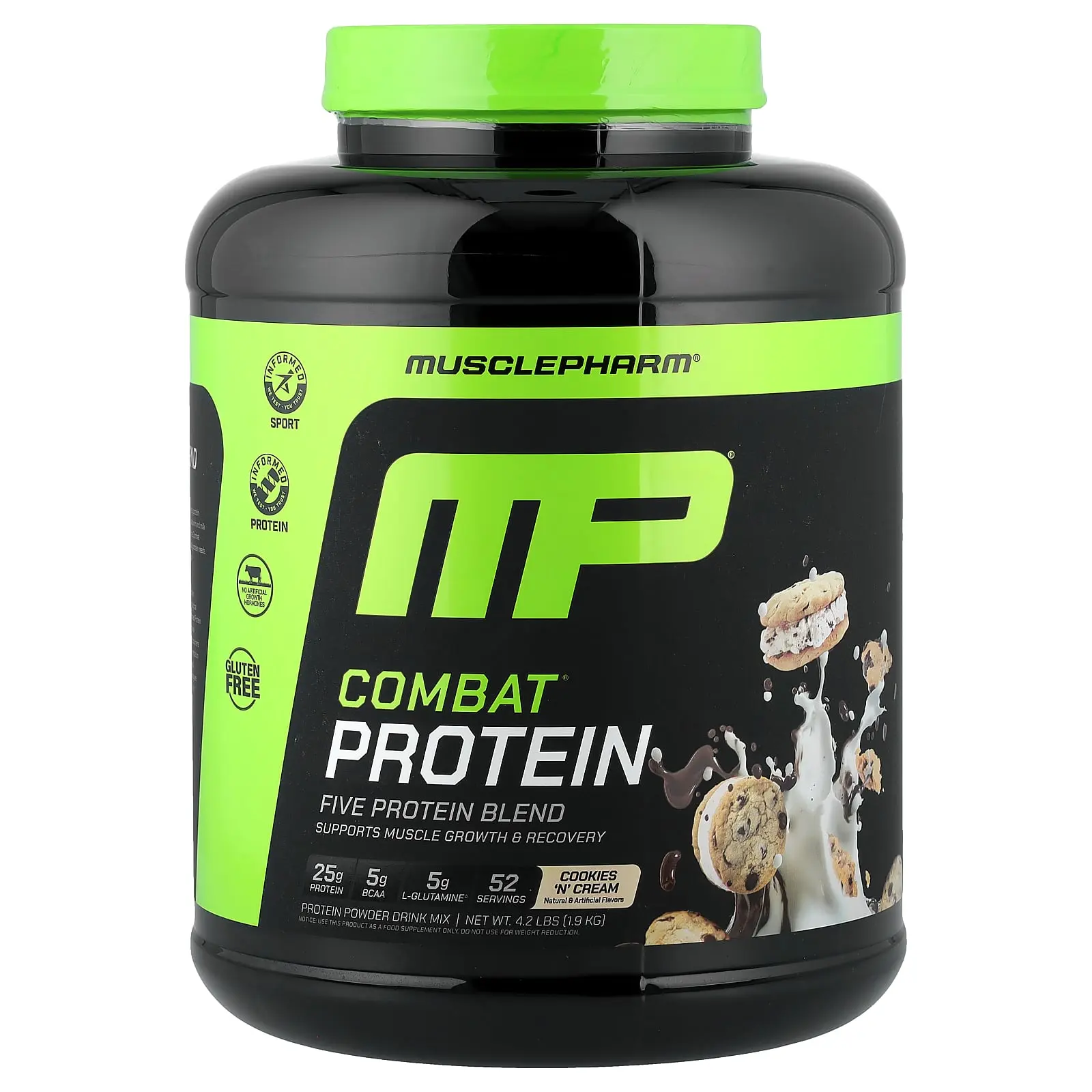 MusclePharm Combat® Protein, Cookies 'N' Cream, 4.2 lbs (1.9 kg)
