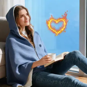 premium heated Electric Throw Shawl holiday hack Cord-Free USB 3-Heat Levels wrap 59"x32" Machine Washable cozy Gift idea for Winter Cozy Night Christmas Valentine's Day wearable  blanket