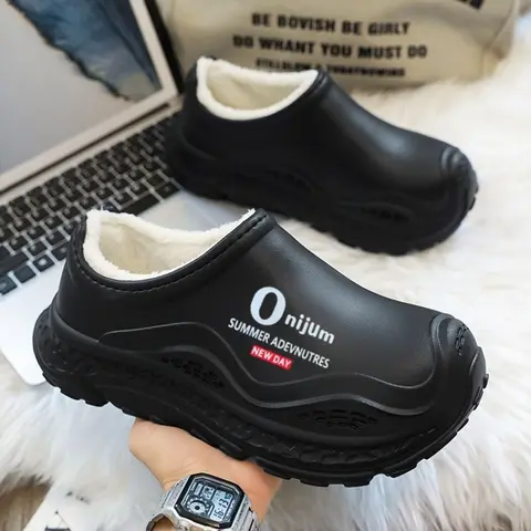 Thick Sole Anti-Slip Fleece Lined Warm Slippers, Home Indoor Slippers, Durable Waterproof, Essential Winter Travel Shoes, Comfortable and Stylish