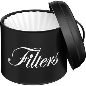 Coffee Filter Holder with Lid, Basket Storage Container for Counter, Black Small Bar Accessories for Coffee Bar Station(Black)