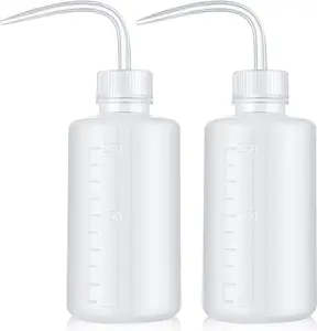 Wash Bottle 2pcs 250ml/8oz Safety Watering Tools, Economy Plastic Squeeze Washing Cleaning With Narrow Mouth Scale Labels for Medical Succulent Irrigation Plant (White)