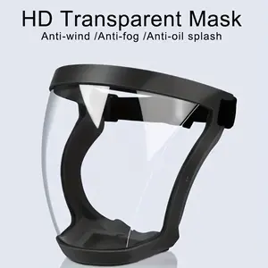 Adjustable HD Full Coverage HD gray lenses Face Shield - 1pc Transparent Plastic Protective Screen With Air Vent And Breathing Valve, Comfortable Silicone Padding, EHD Transparent Protective Mask, Droplet Dust Oil Fume Isolation Cover, Full Face Shield