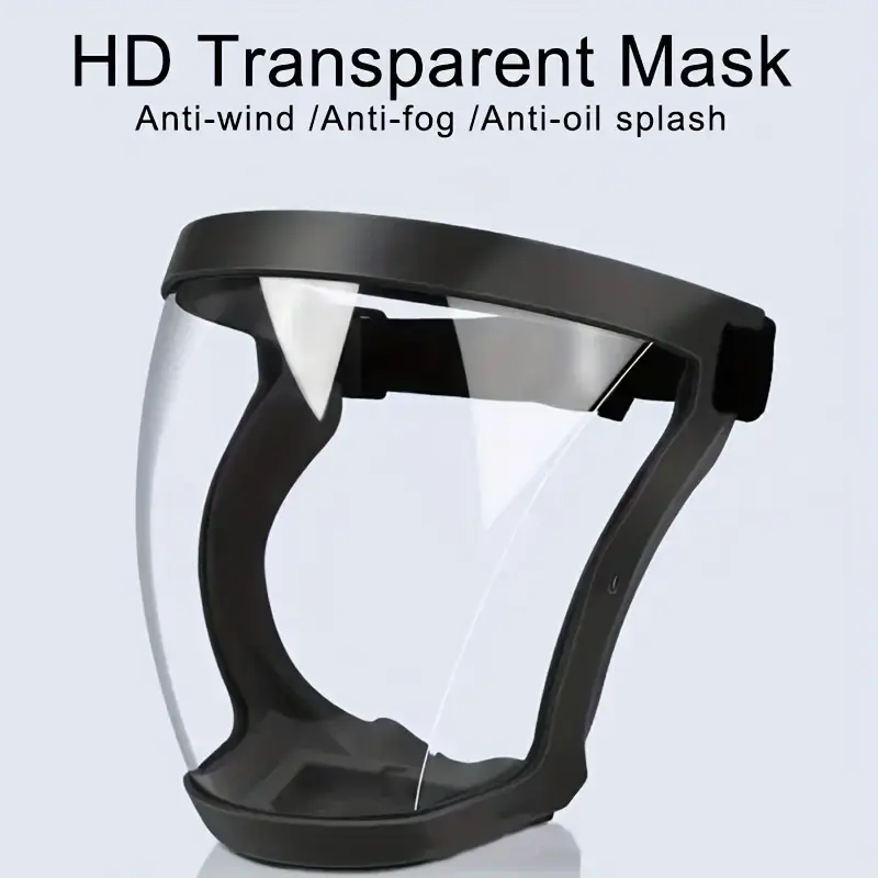 Adjustable HD Full Coverage HD gray lenses Face Shield - 1pc Transparent Plastic Protective Screen With Air Vent And Breathing Valve, Comfortable Silicone Padding, EHD Transparent Protective Mask, Droplet Dust Oil Fume Isolation Cover, Full Face Shield