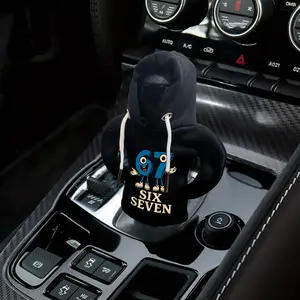 Cute Universal Car Gear Shift Cover, Colorful Digital Big Eyes Design, Graffiti Style Interior Decoration, Small Sweatshirt